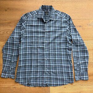 Ermenegildo Zegna Shirt Men's XL Blue Plaid Button Down